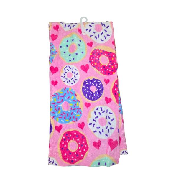 Pink Multi Color Towels Valentines Donut Heart Love Set of 5 - Picture 5 of 6